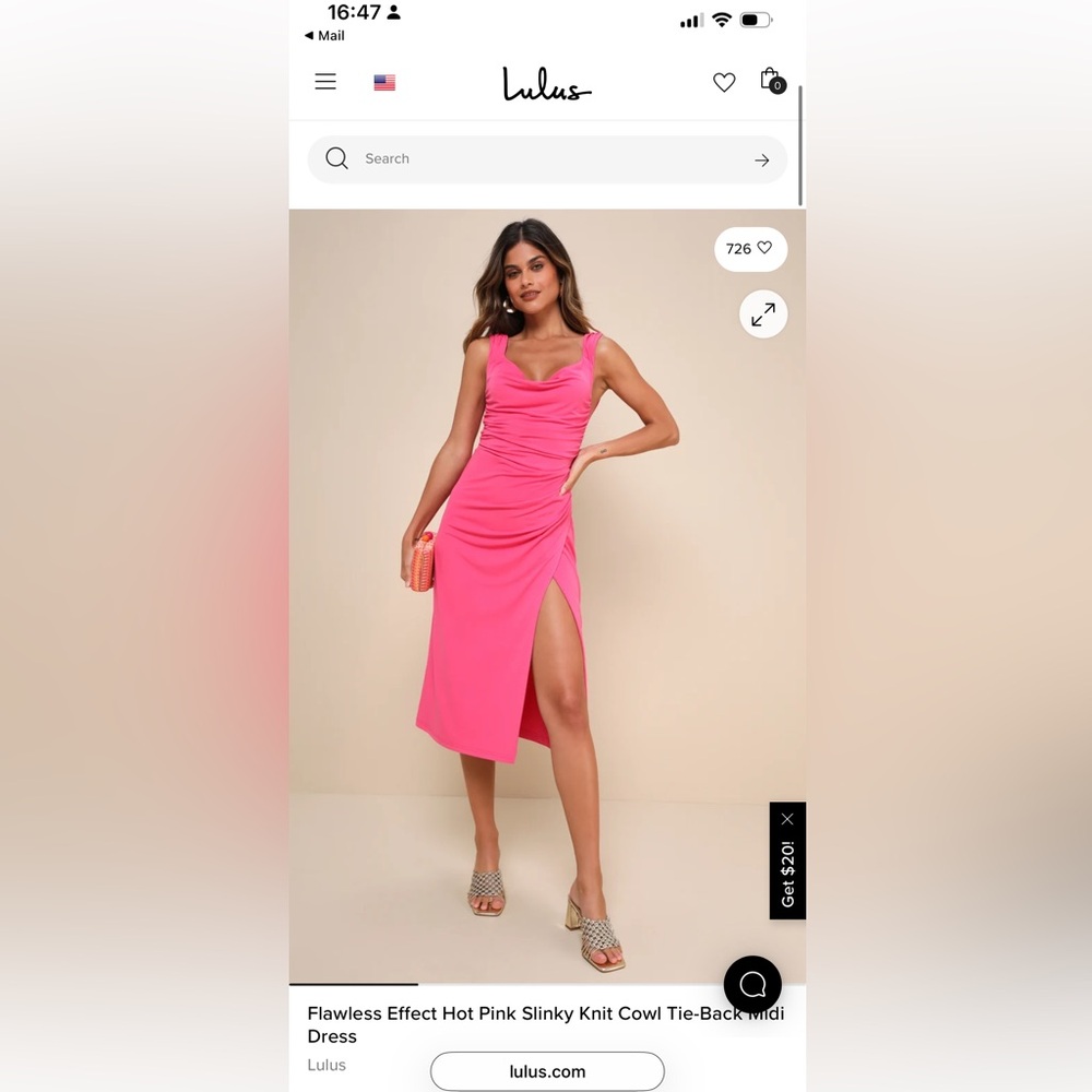Lulu’s Pink Draped Sleeveless Cocktail Dress
